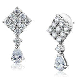 3W1288 - Rhodium Brass Earrings with AAA Grade CZ in Clear - Alamode - Flyclothing LLC
