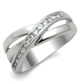 3W128 - Rhodium Brass Ring with AAA Grade CZ in Clear - Alamode - Flyclothing LLC