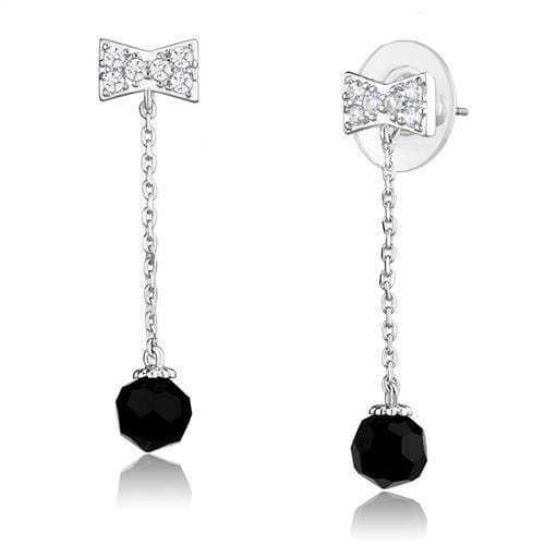3W1300 - Rhodium Brass Earrings with AAA Grade CZ in Clear - Alamode - Flyclothing LLC