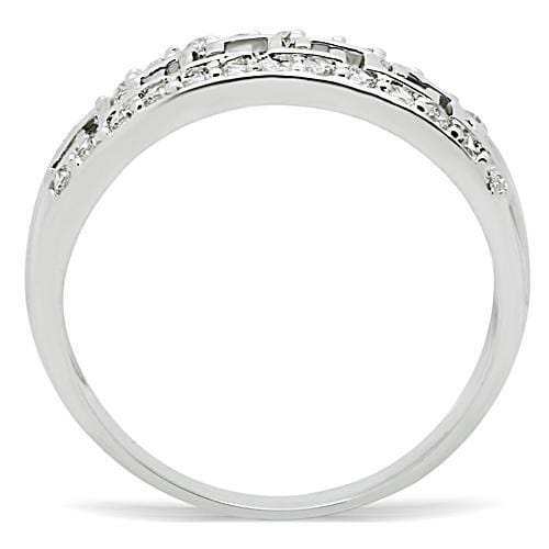 3W130 - Rhodium Brass Ring with AAA Grade CZ in Clear - Alamode - Flyclothing LLC
