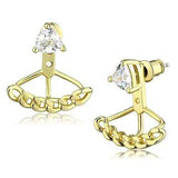 3W1313 - Gold Brass Earrings with AAA Grade CZ in Clear - Alamode - Flyclothing LLC