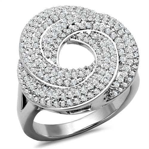 3W1319 - Rhodium Brass Ring with AAA Grade CZ in Clear - Alamode - Flyclothing LLC