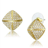 3W1323 - Gold Brass Earrings with AAA Grade CZ in Clear - Alamode - Flyclothing LLC