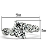 3W132 - Rhodium Brass Ring with AAA Grade CZ in Clear - Alamode - Flyclothing LLC