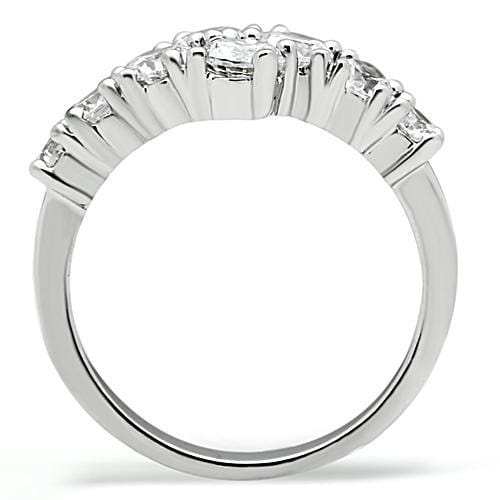 3W132 - Rhodium Brass Ring with AAA Grade CZ in Clear - Alamode - Flyclothing LLC