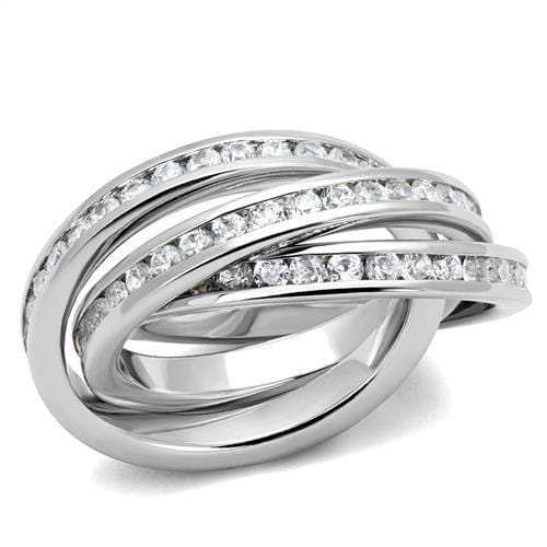3W1331 - Rhodium Brass Ring with AAA Grade CZ in Clear - Alamode - Flyclothing LLC
