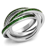 3W1332 - Rhodium Brass Ring with Synthetic Synthetic Glass in Emerald - Alamode - Flyclothing LLC