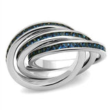 3W1334 - Rhodium Brass Ring with Synthetic Synthetic Glass in Montana - Alamode - Flyclothing LLC