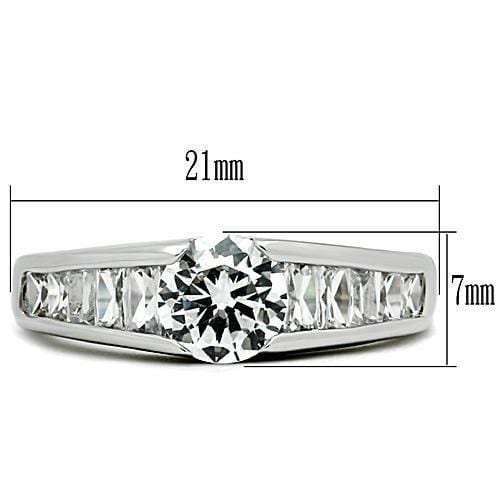 3W133 - Rhodium Brass Ring with AAA Grade CZ in Clear - Alamode - Flyclothing LLC