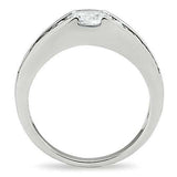 3W133 - Rhodium Brass Ring with AAA Grade CZ in Clear - Alamode - Flyclothing LLC