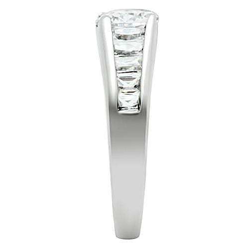 3W133 - Rhodium Brass Ring with AAA Grade CZ in Clear - Alamode - Flyclothing LLC