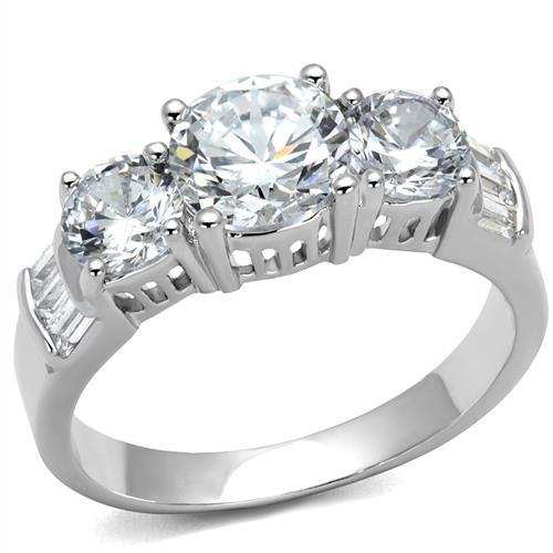 3W1343 - Rhodium Brass Ring with AAA Grade CZ in Clear - Alamode - Flyclothing LLC