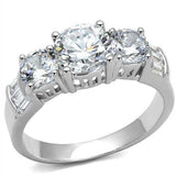 3W1343 - Rhodium Brass Ring with AAA Grade CZ in Clear - Alamode - Flyclothing LLC