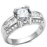 3W1344 - Rhodium Brass Ring with AAA Grade CZ in Clear - Alamode - Flyclothing LLC