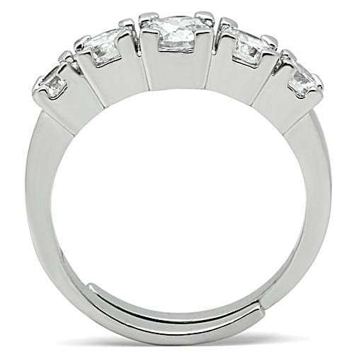 3W134 - Rhodium Brass Ring with AAA Grade CZ in Clear - Alamode - Flyclothing LLC