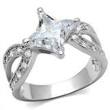 3W1350 - Rhodium Brass Ring with AAA Grade CZ in Clear - Alamode - Flyclothing LLC