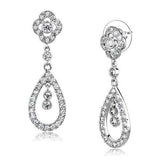 3W1351 - Rhodium Brass Earrings with AAA Grade CZ in Clear - Alamode - Flyclothing LLC