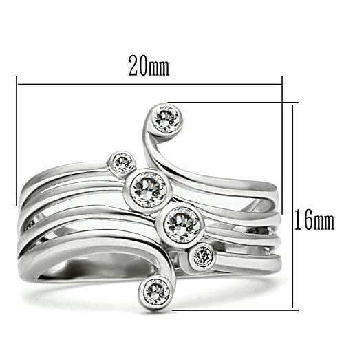 3W135 - Rhodium Brass Ring with AAA Grade CZ in Clear - Alamode - Flyclothing LLC