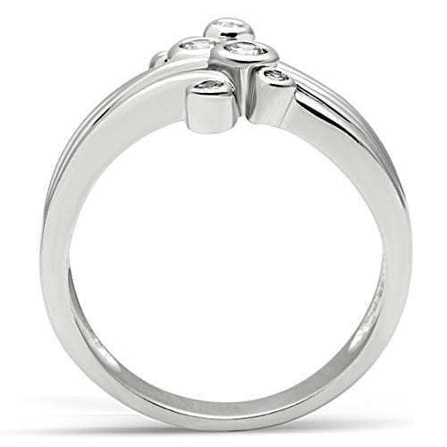 3W135 - Rhodium Brass Ring with AAA Grade CZ in Clear - Alamode - Flyclothing LLC
