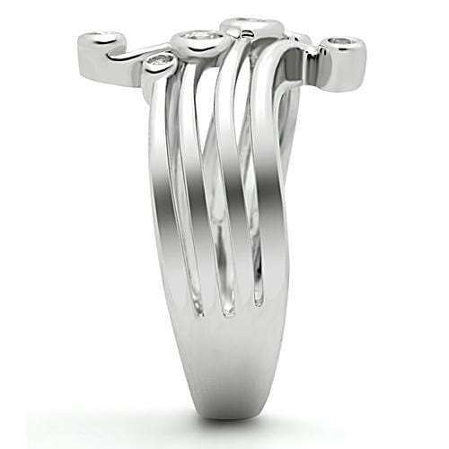 3W135 - Rhodium Brass Ring with AAA Grade CZ in Clear - Alamode - Flyclothing LLC