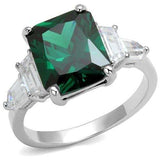 3W1363 - Rhodium Brass Ring with Synthetic Spinel in Emerald - Alamode - Flyclothing LLC