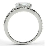 3W136 - Rhodium Brass Ring with AAA Grade CZ in Clear - Alamode - Flyclothing LLC
