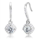 3W1372 - Rhodium 925 Sterling Silver Earrings with AAA Grade CZ in Clear - Alamode - Flyclothing LLC