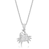 3W1377 - Rhodium 925 Sterling Silver Chain Pendant with AAA Grade CZ in Clear - Alamode - Flyclothing LLC