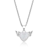 3W1378 - Rhodium 925 Sterling Silver Chain Pendant with AAA Grade CZ in Clear - Alamode - Flyclothing LLC