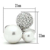 3W137 - Rhodium Brass Ring with Synthetic Pearl in White - Alamode - Flyclothing LLC