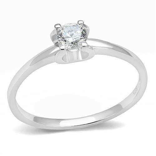 3W1385 - Rhodium 925 Sterling Silver Ring with AAA Grade CZ in Clear - Alamode - Flyclothing LLC
