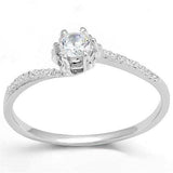 3W1392 - Rhodium 925 Sterling Silver Ring with AAA Grade CZ in Clear - Alamode - Flyclothing LLC