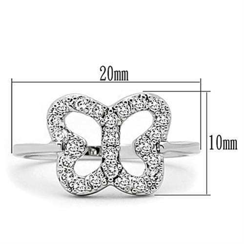 3W139 - Rhodium Brass Ring with AAA Grade CZ in Clear - Alamode - Flyclothing LLC