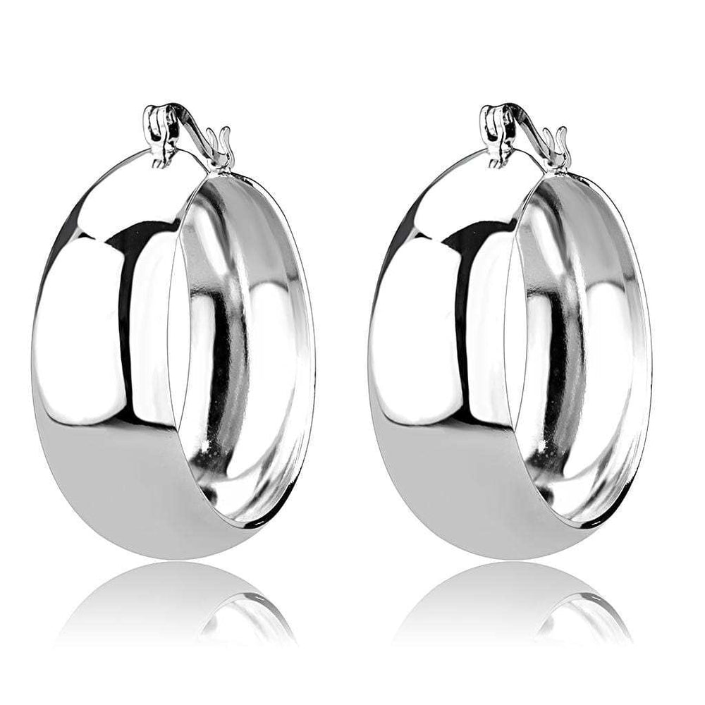 3W1400 - Rhodium Brass Earrings with No Stone - Alamode - Flyclothing LLC