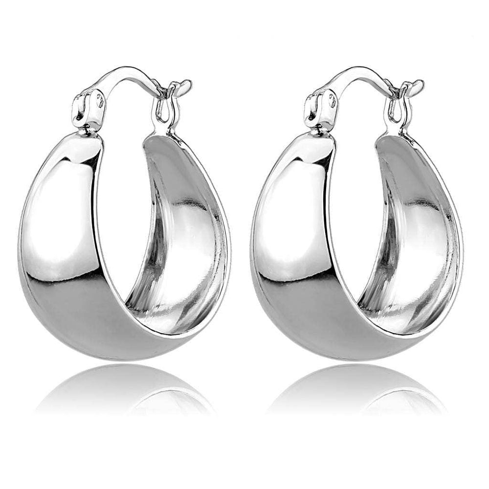 3W1402 - Rhodium Brass Earrings with No Stone - Alamode - Flyclothing LLC