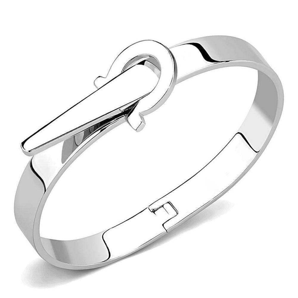 3W1409 - Rhodium Brass Bangle with No Stone - Alamode - Flyclothing LLC