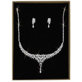 3W1413 - Rhodium Brass Jewelry Sets with AAA Grade CZ in Clear - Alamode - Flyclothing LLC