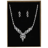 3W1418 - Rhodium Brass Jewelry Sets with AAA Grade CZ in Clear - Alamode - Flyclothing LLC