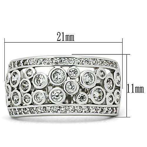 3W141 - Rhodium Brass Ring with AAA Grade CZ in Clear - Alamode - Flyclothing LLC