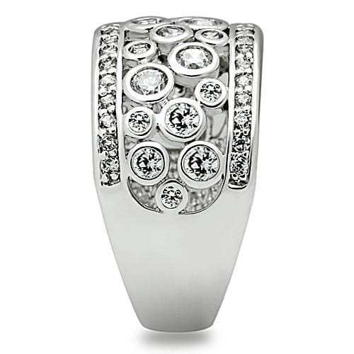 3W141 - Rhodium Brass Ring with AAA Grade CZ in Clear - Alamode - Flyclothing LLC