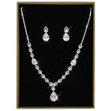 3W1427 - Rhodium Brass Jewelry Sets with AAA Grade CZ in Clear - Alamode - Flyclothing LLC