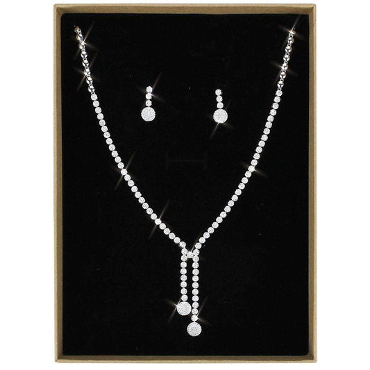 3W1428 - Rhodium Brass Jewelry Sets with AAA Grade CZ in Clear - Alamode - Flyclothing LLC
