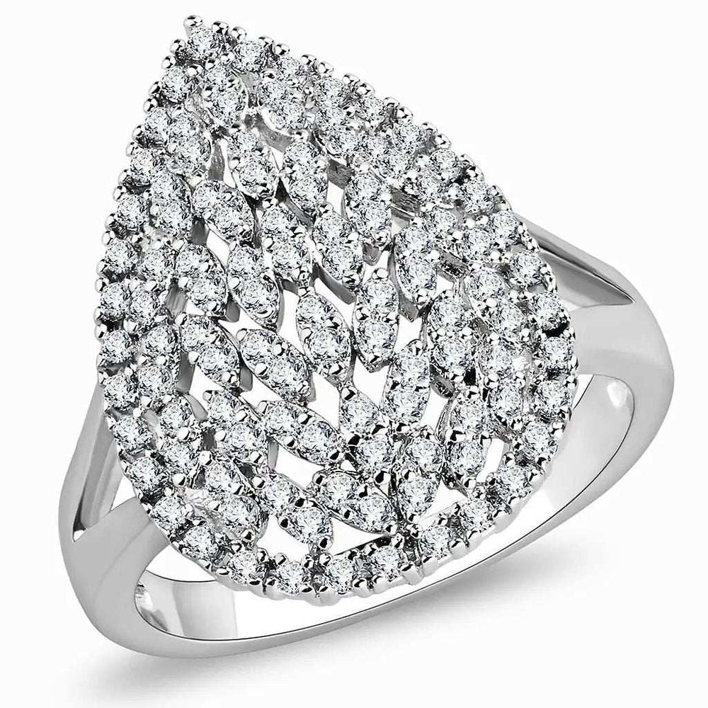 3W1436 - Rhodium Brass Ring with AAA Grade CZ in Clear - Alamode - Flyclothing LLC