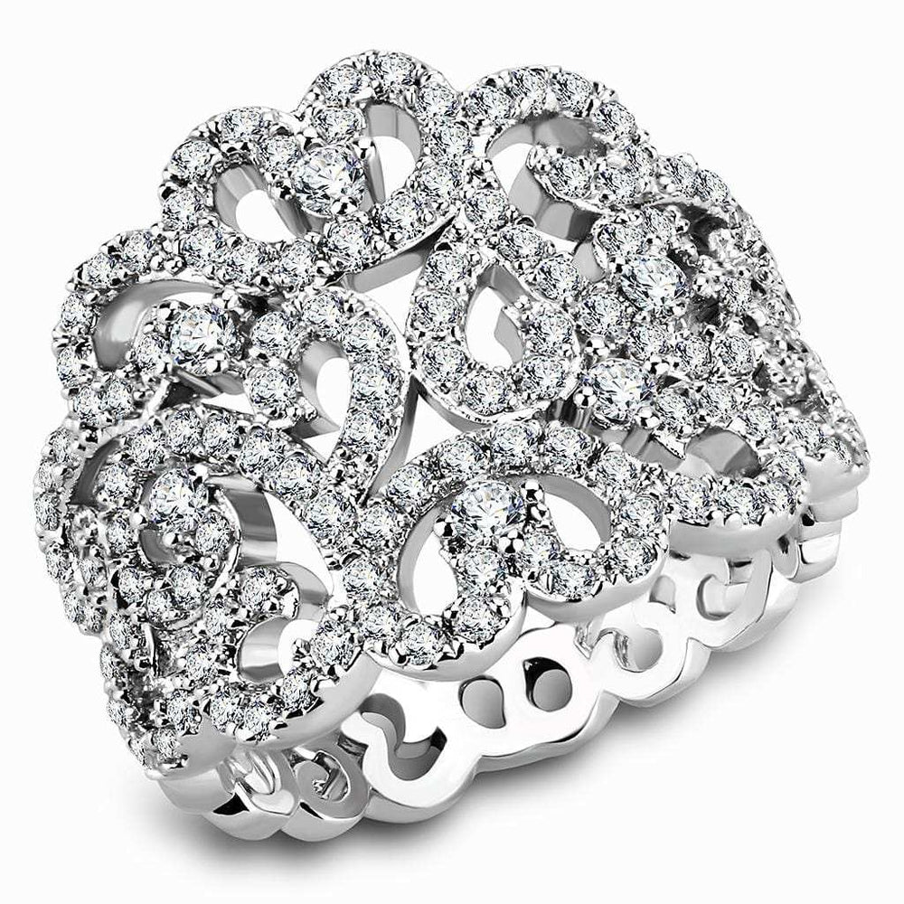 3W1439 - Rhodium Brass Ring with AAA Grade CZ in Clear - Alamode - Flyclothing LLC
