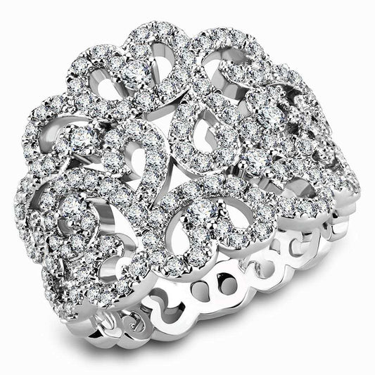 3W1439 - Rhodium Brass Ring with AAA Grade CZ in Clear - Alamode - Flyclothing LLC