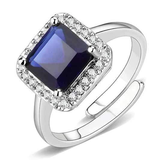 3W143 - Rhodium Brass Ring with Synthetic Synthetic Glass in Montana - Alamode - Flyclothing LLC