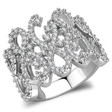 3W1443 - Rhodium Brass Ring with AAA Grade CZ in Clear - Alamode - Flyclothing LLC