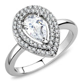 3W1453 - Rhodium Brass Ring with AAA Grade CZ in Clear - Alamode - Flyclothing LLC