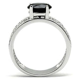3W145 - Rhodium Brass Ring with AAA Grade CZ in Jet - Alamode - Flyclothing LLC