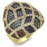 3W1461 - Gold+Ruthenium Brass Ring with AAA Grade CZ in Multi Color - Alamode - Flyclothing LLC